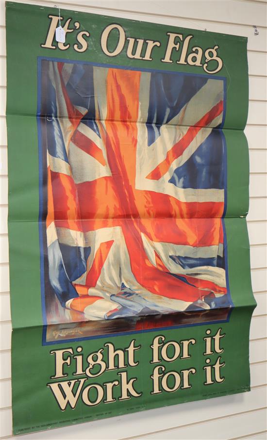 After Guy Lipscombe, lithograph, Its Our Flag Fight it Work For It, poster, 148 x 99cm
